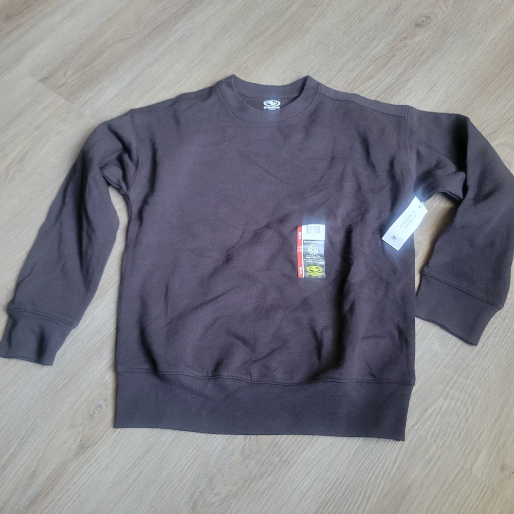 Athletic Works Kids Sweatshirt M 8 Brown Cotton Blend Fleece Active Casual